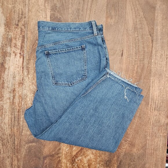Old Navy Jeans Womens 26 Plus Distressed High-Rise Slouchy Straight Crop NWOT - Picture 1 of 9